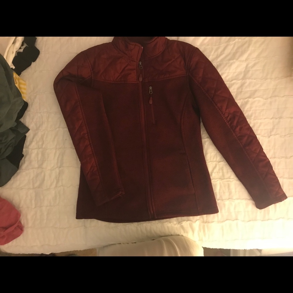 Maroon zip up jacket gently worn